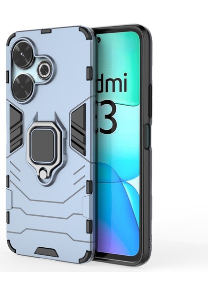 Xiaomi Redmi 13 5g/13 4g Kılıf Zırh Pc+Tpu Telefon Kılıfı ve Halkalı Kickstand-Mavi (Yurt Dışından)