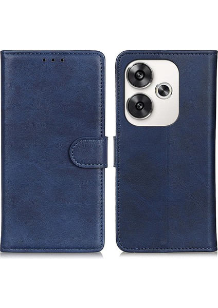 Xiaomi Poco F6 5g Cüzdan Kılıf Sığır Derisi Doku Anti-Drop Deri Telefon Kapağı-Mavi Için (Yurt Dışından)