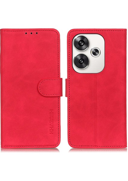 Khazneh Xiaomi Poco F6 5g Standlı Kılıf Retro Deri Telefon Kılıfı Cüzdan-Kırmızı (Yurt Dışından)