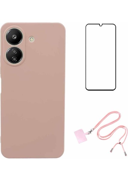 Wanlonfeng Rb1 Serisi Xiaomi Redmi 13C 4g Kılıf Tpu Telefon Kapağı Ön Ekran Filmi-Pembe (Yurt Dışından)