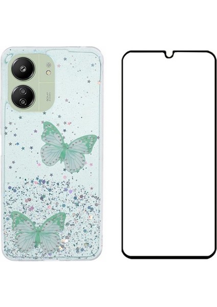 Wanlonfeng Aw Serisi Xiaomi Redmi 13R 5g Kılıf Pvc Tpu Telefon Kapağı Ekran Filmi-Yeşil (Yurt Dışından)