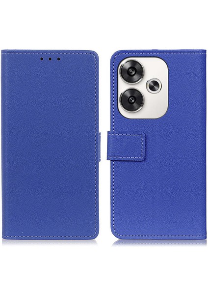Xiaomi Poco F6 5g Standlı Kılıf Dokulu Pu Deri Telefon Kapağı-Mavi Için (Yurt Dışından)