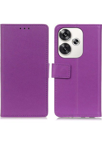 Xiaomi Poco F6 5g Standlı Kılıf Dokulu Pu Deri Telefon Kapağı-Mor (Yurt Dışından)