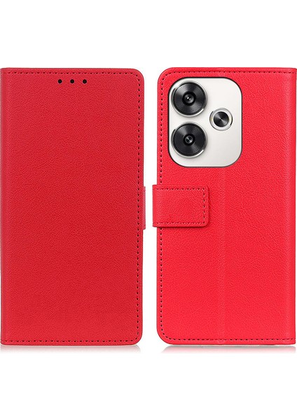 Xiaomi Poco F6 5g Standlı Kılıf Dokulu Pu Deri Telefon Kapağı-Kırmızı (Yurt Dışından)