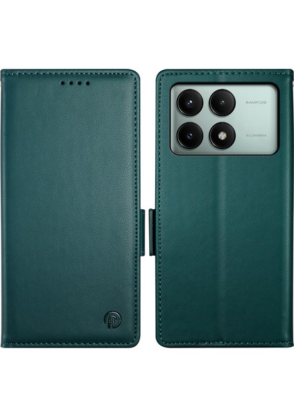 Xiaomi Redmi K70E 5g Kılıf Cüzdan Deri Telefon Kılıfı-Siyahımsı Yeşil (Yurt Dışından)