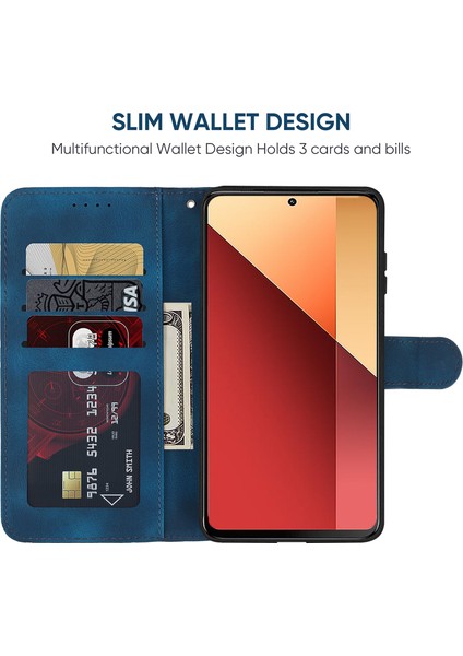 Xiaomi Redmi Note 13 Pro 4g Kılıf Baskılı Çizgili Deri Dokunuşlu Deri Telefon Kılıfı-Mavi (Yurt Dışından) fırsatları