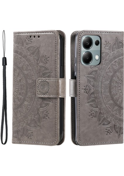 Xiaomi 14T Standlı Kılıf Baskılı Totem Pu Deri Cüzdan Telefon Kapağı-Gri (Yurt Dışından)