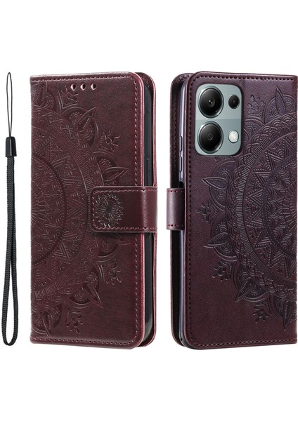 Xiaomi 14T Standlı Kılıf Baskılı Totem Pu Deri Cüzdan Telefon Kapağı-Kahverengi (Yurt Dışından)