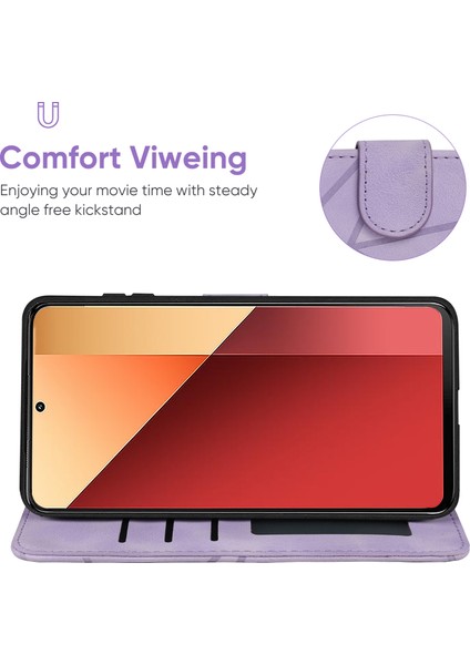 Xiaomi Redmi Note 13 Pro 4g Kılıf Baskılı Çizgili-Mor Cilt Dokunuşlu Deri Telefon Kılıfı Için (Yurt Dışından) indirimleri