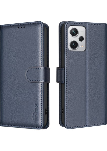 Xiaomi Redmi Note 12 Pro 5g Pu Deri Telefon Standı Kapağı-Mavi (Yurt Dışından)