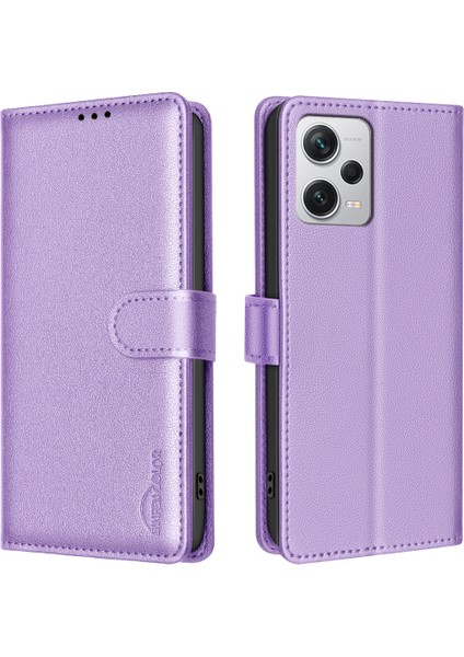 Xiaomi Redmi Note 12 Pro 5g Pu Deri Telefon Standı Kapağı-Mor (Yurt Dışından)