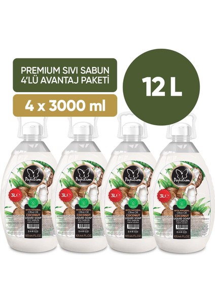 Hindistan Ceviz Kokulu Sıvı Sabun 3000 Ml X4 Ekonomik Paket