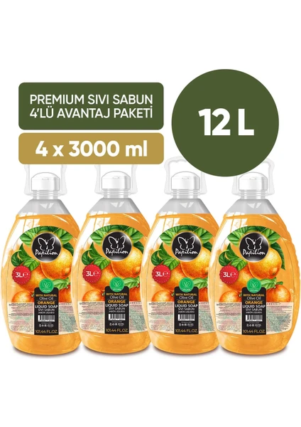 Portakal Kokulu Sıvı Sabun 3000 Ml X4 Ekonomik Paket