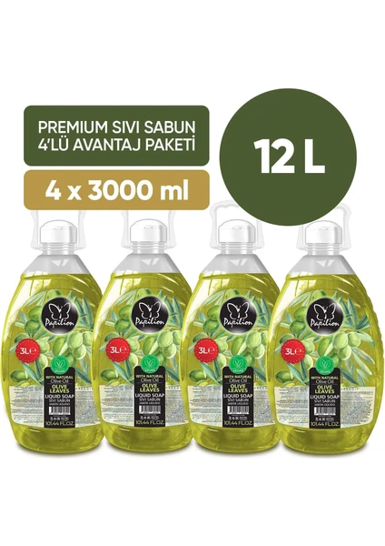 Zeytin Yaprağı Kokulu Sıvı Sabun 3000 Ml X4 Ekonomik Paket