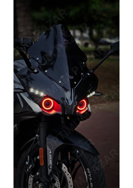 Optimum Pazar Bajaj Pulsar RS200 2015 -2024 Model Uyumlu Angel Neon LED Halka Tak Çalıştır KIRMIZI RENK