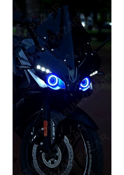 Optimum Pazar Bajaj Pulsar RS200 2015 -2024 Model Uyumlu Angel Neon LED Halka Tak Çalıştır MAVİ RENK