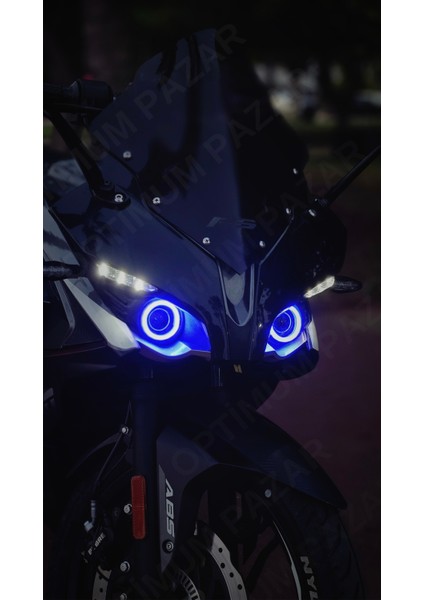 Optimum Pazar Bajaj Pulsar RS200 2015 -2024 Model Uyumlu Angel Neon LED Halka Tak Çalıştır MAVİ RENK