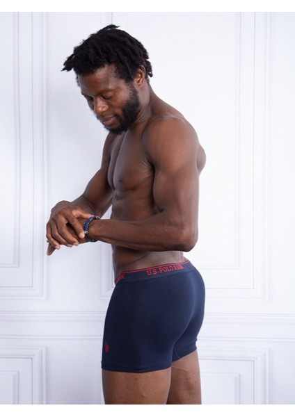 Pamuk 3'lü Paket Likralı Erkek Boxer 80097-Usp Kırmızı Lacivert Beyaz fırsatları