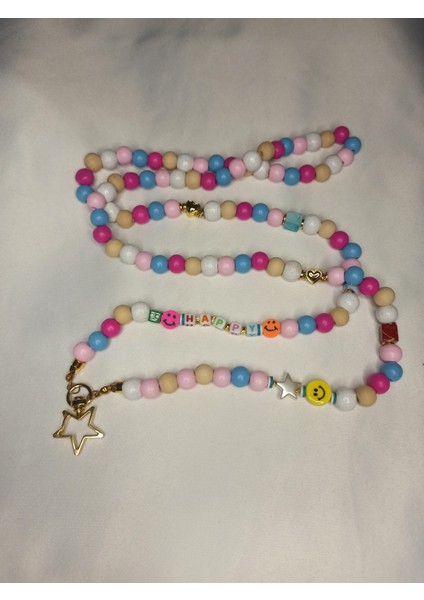 Happy Renkli Boncuk Tasarım Telefon Charm fiyatları