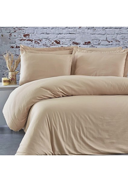 %100 Pamuk 62 Tel (155 TC) Çift Kişilik Nevresim Takımı 180x200cm +30cm Lastikli Çarşaflı (4 Yastık)
