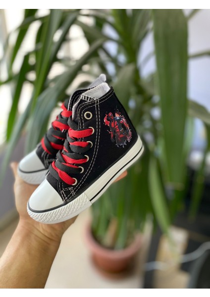 Deadpol Baskılı Siyah Uzun Keten Günlük Sneaker Spor Ayakkabı fırsatları