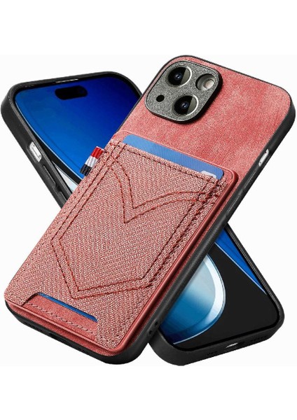 IPhone 15 Için Kılıf Artı Crad Yuvası Kot Cep Tasarım Manyetik Araç Montaj (Yurt Dışından)