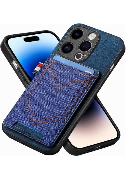 IPhone 14 Için Kılıf Pro Crad Yuvası Manyetik Araç Montaj Kot Cep Tasarımı (Yurt Dışından)
