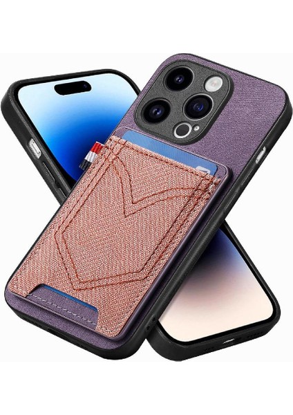 IPhone 14 Için Kılıf Pro Crad Yuvası Manyetik Araç Montaj Kot Cep Tasarımı (Yurt Dışından)