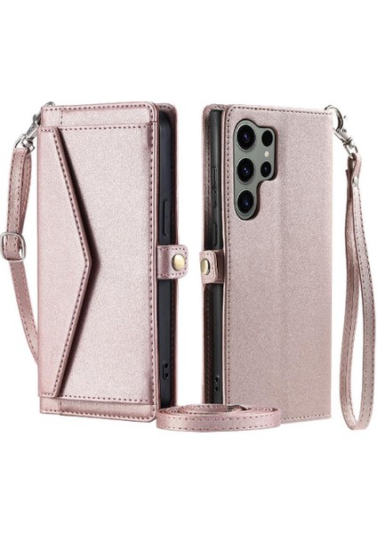 Cüzdan Crossbody Kılıf Samsung Galaxy S24 Ultra Fermuar Faturaları Yuvası Rfıd (Yurt Dışından)