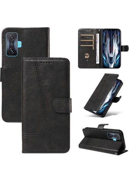 Xiaomi Poco F4 Gt Cüzdan Telefon Kılıfı Için Filp Durumda Pu ile Ayrılabilir Siyah (Yurt Dışından)