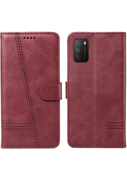 Xiaomi Redmi 9t Için Filp Durumda Preslenmiş Pu Deri Cüzdan Telefon Kılıfı ile (Yurt Dışından)