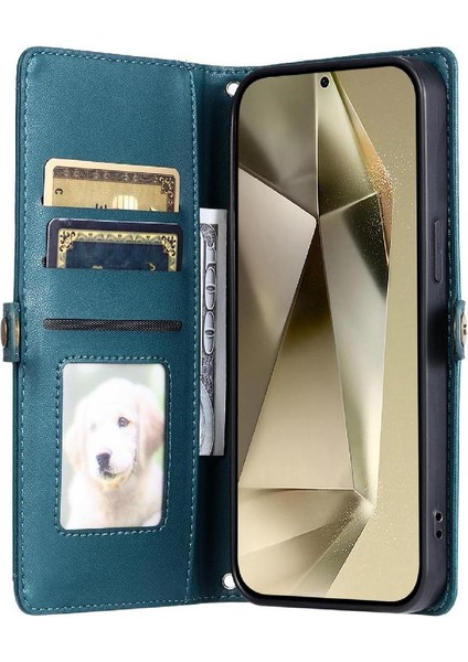 Samsung Galaxy S22 Fermuar Faturaları Yuvası Cüzdan Durumda Cüzdan Crossbody Durumda (Yurt Dışından)