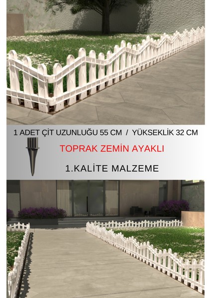 Dekoratif Plastik Bahçe ve Peyzaj Çiti 1 ADET ÇİT (Y: 32 CM / G: 55 CM) TOPRAK AYAKLI