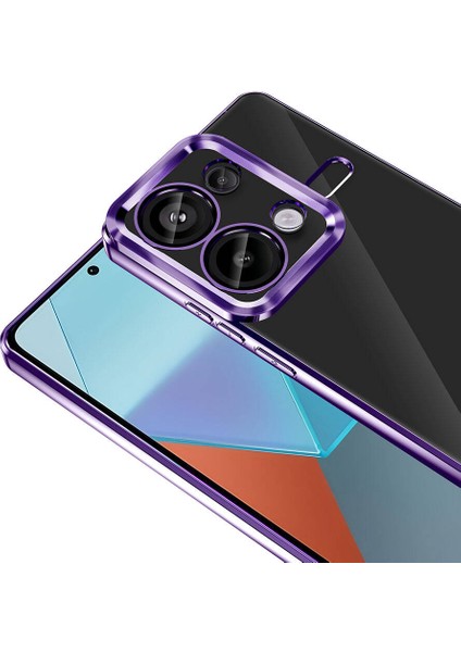 Xiaomi Redmi Note 13 Pro 4g Uyumlu Kılıf Şeffaf Logo Gösteren Parlak Renkli Kenarlı Kapak