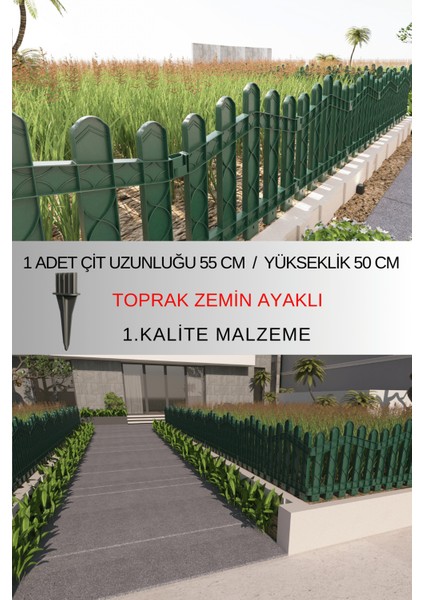Dekoratif Plastik Bahçe ve Peyzaj Çiti 1 ADET ÇİT (Y: 50 CM / G: 55 CM) TOPRAK AYAKLI