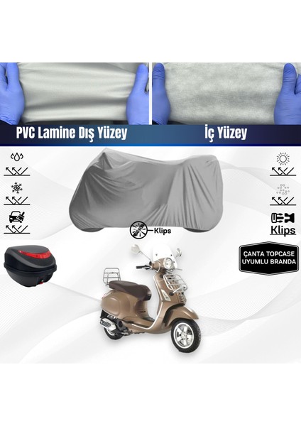 Ultra Shop Vespa Primavera 150 Touring Motosiklet Brandası Çanta Topcase Uyumlu Motor Brandası
