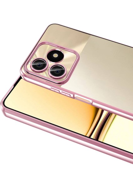 Realme Note 50 Uyumlu Kılıf Şeffaf Logo Gösteren Parlak Renkli Kenarlı Kapak modelleri