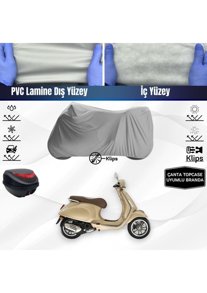 Ultra Shop Vespa Primavera 150 S Motosiklet Brandası Çanta Topcase Uyumlu Motor Brandası