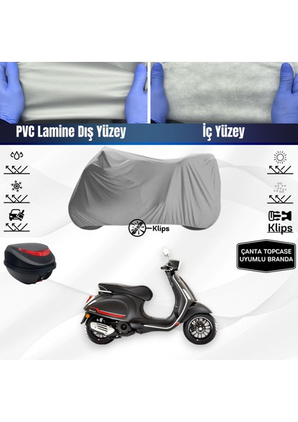 Ultra Shop Vespa Sprint 125 Motosiklet Brandası Çanta Topcase Uyumlu Motor Brandası