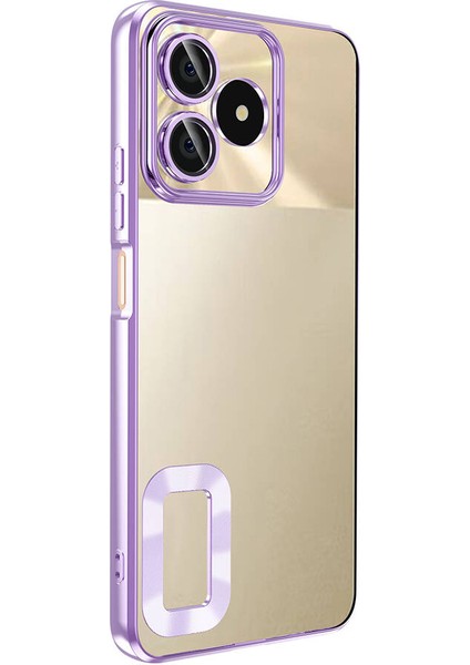 Realme Note 50 Uyumlu Kılıf Şeffaf Logo Gösteren Parlak Renkli Kenarlı Kapak