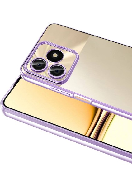 Realme Note 50 Uyumlu Kılıf Şeffaf Logo Gösteren Parlak Renkli Kenarlı Kapak