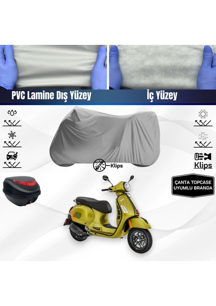 Ultra Shop Vespa Gts 300 Super Motosiklet Brandası Çanta Topcase Uyumlu Motor Brandası