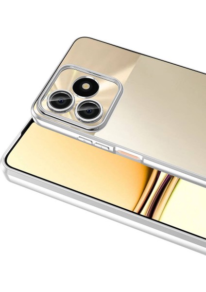 Realme Note 50 Uyumlu Kılıf Şeffaf Logo Gösteren Parlak Renkli Kenarlı Kapak modelleri