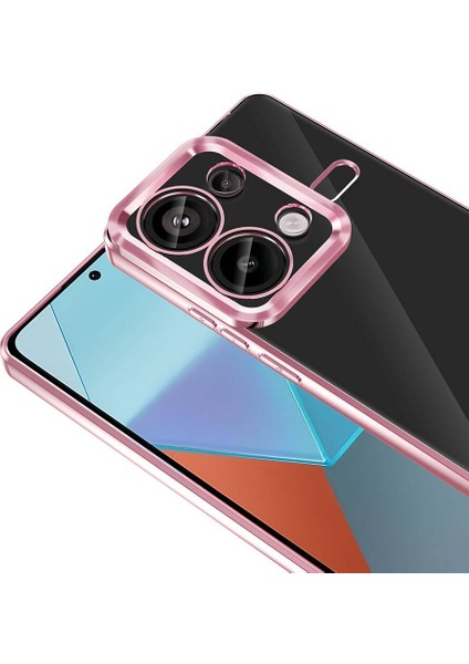 Xiaomi Redmi Note 13 Pro 4g Uyumlu Kılıf Şeffaf Logo Gösteren Parlak Renkli Kenarlı Kapak