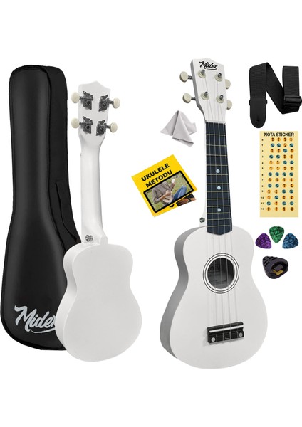 UKX-901WH Beyaz Soprano Ukulele (Askı Çanta Metod Pena)