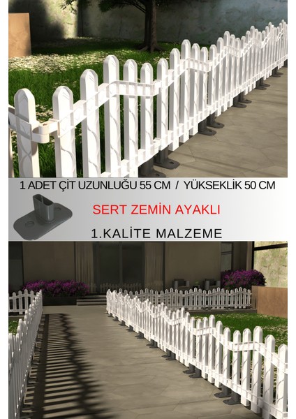 Dekoratif Plastik Alan Oluşturma ve Bahçe Çiti 1 ADET ÇİT (Y: 50 CM / G: 55 CM) SERT ZEMİN AYAKLI