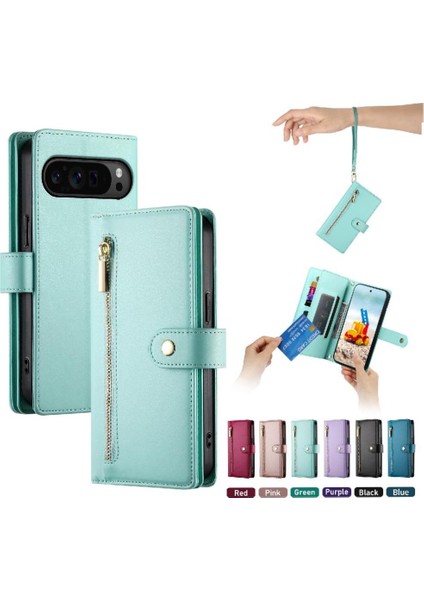 Google Piksel 9 Pro Xl Çok Fonksiyonlu Kart Yuvaları Bilek Kayışı Için Flip Case (Yurt Dışından) modelleri