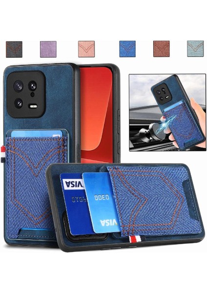 Xiaomi 13 Için Crad Yuvası Kot Cep Tasarım Manyetik Araç Montaj (Yurt Dışından)