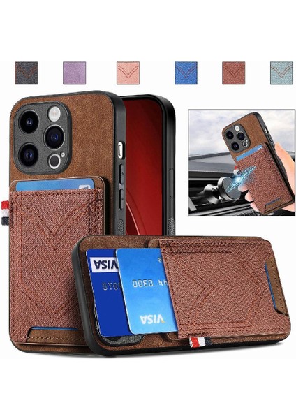 IPhone 15 Için Kılıf Pro Crad Yuvası Manyetik Araç Montaj Kot Cep Tasarımı (Yurt Dışından)