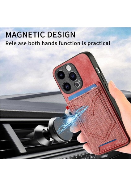 IPhone 15 Için Kılıf Pro Max Kot Cep Tasarım Crad Yuvası Manyetik Araba (Yurt Dışından)